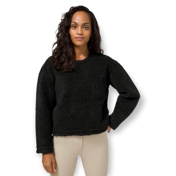 Lululemon Wool Whenever Crew SIZE 6 Black Sherpa Fleece Boxy Pullover Top - Picture 1 of 13